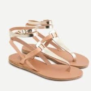 Ancient Greek Estia Flat Gladiator Sandals Natural/Metallic